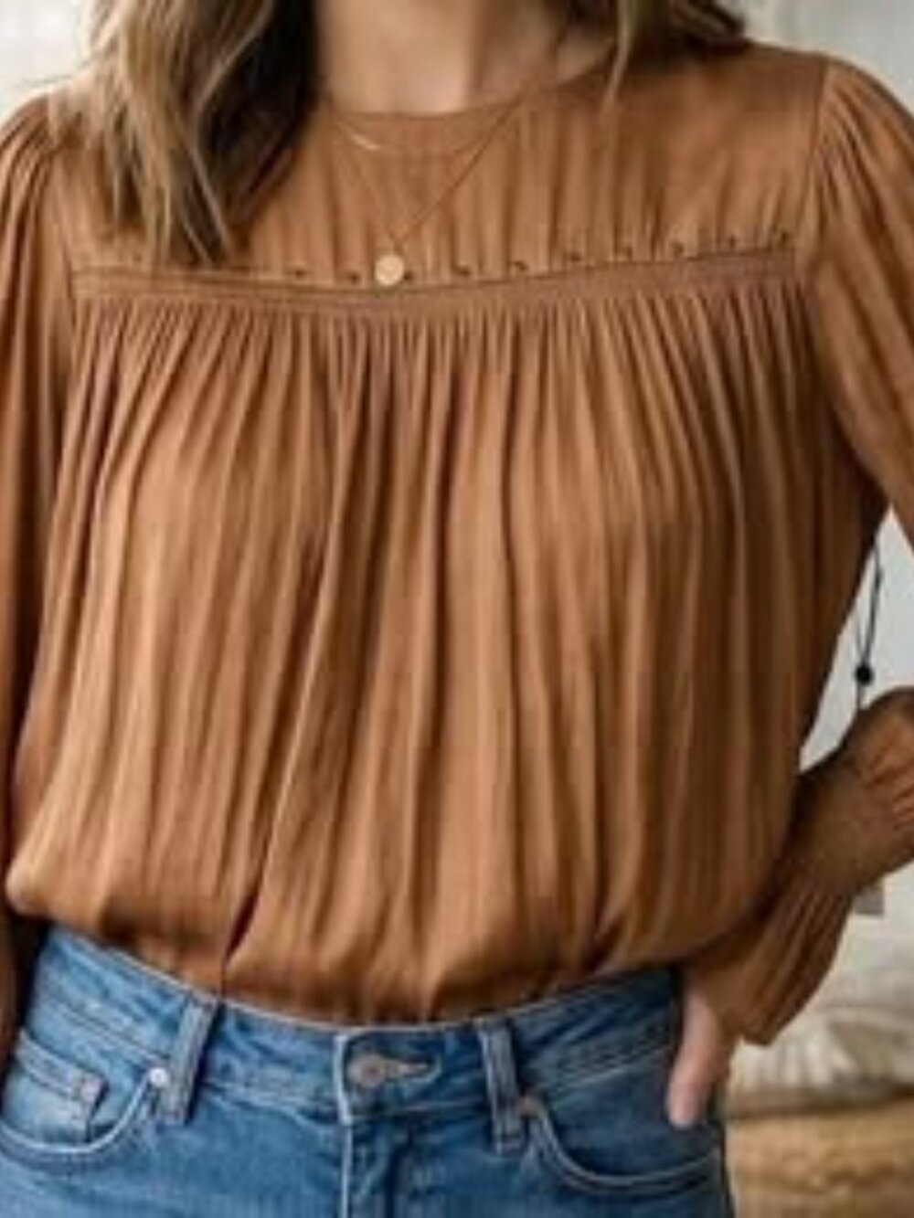 Current Air Boho Pleated Blouse - Size M